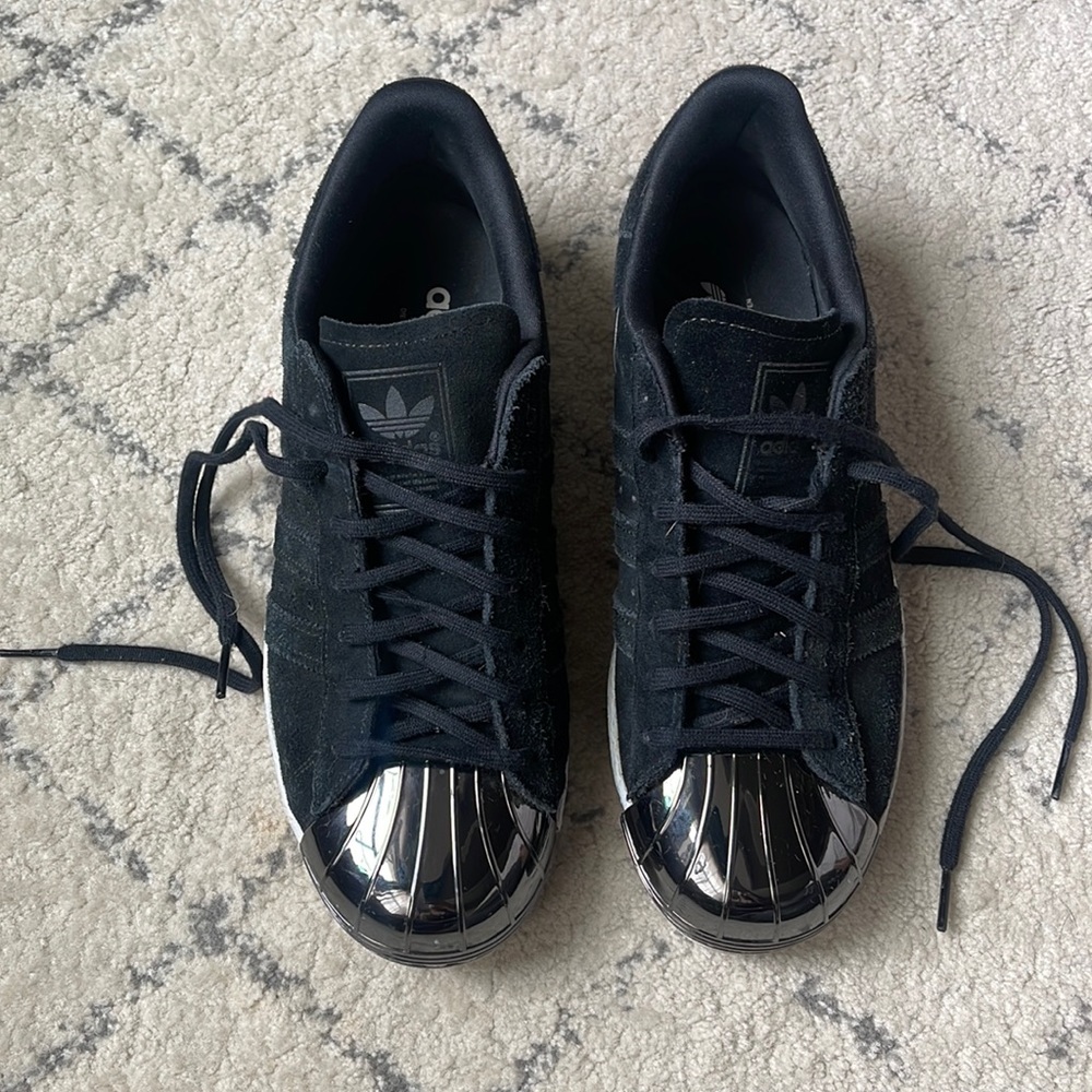 Adidas metallic shell toe sneakers